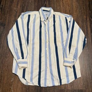 Andrew’s Blues Vintage Striped Preppy Cotton Button Up Pocket Shirt Sz.M